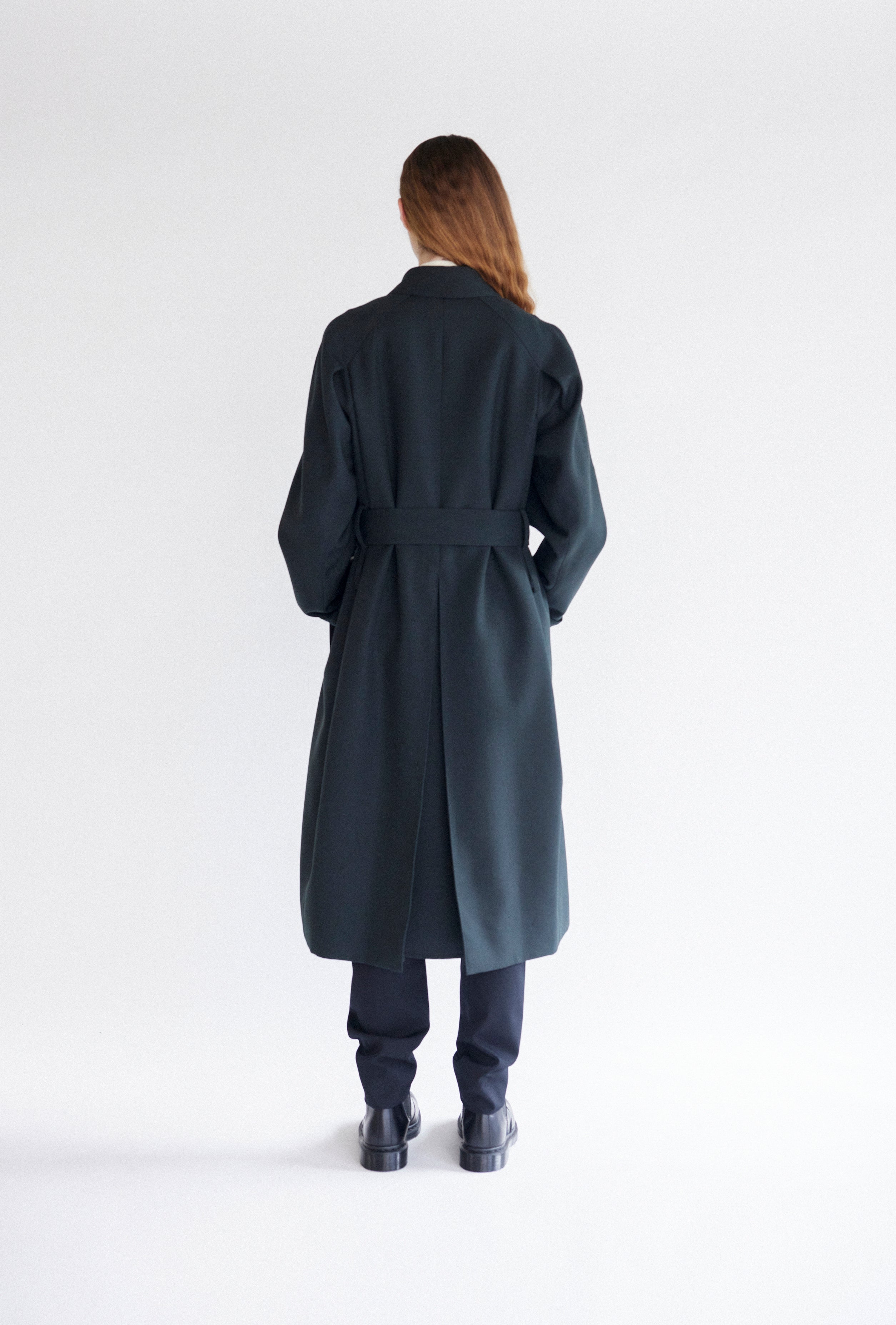 Classic Wool Serge Trench Coat in Forest Green – OVERCOAT